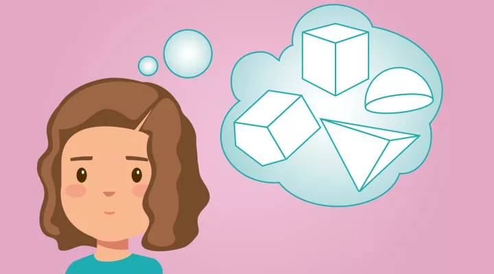 Abbildung: Mädchen stellt sich dreidimensionale Objekte vor