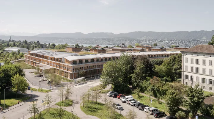 Luftaufnahme des Akutspitals des Kinderspitals Zürich