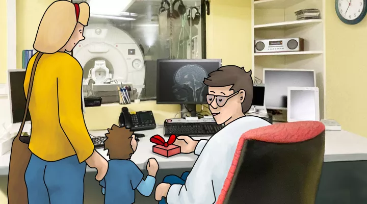 Kind sieht Bilder vom Gehirn und erhält Geschenk