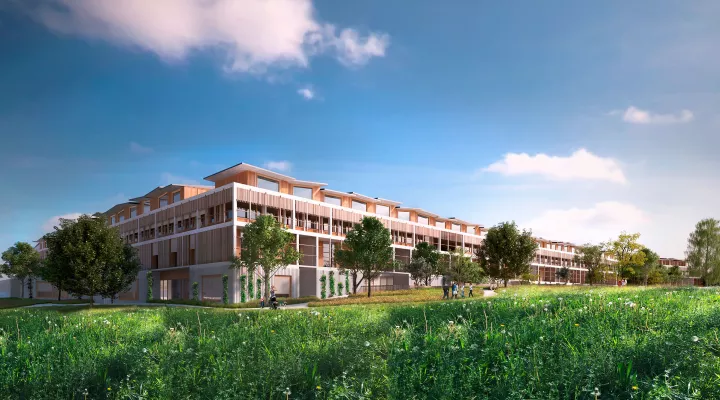 Neubau Visualisierung Akutspital Gesamtansicht von Süden