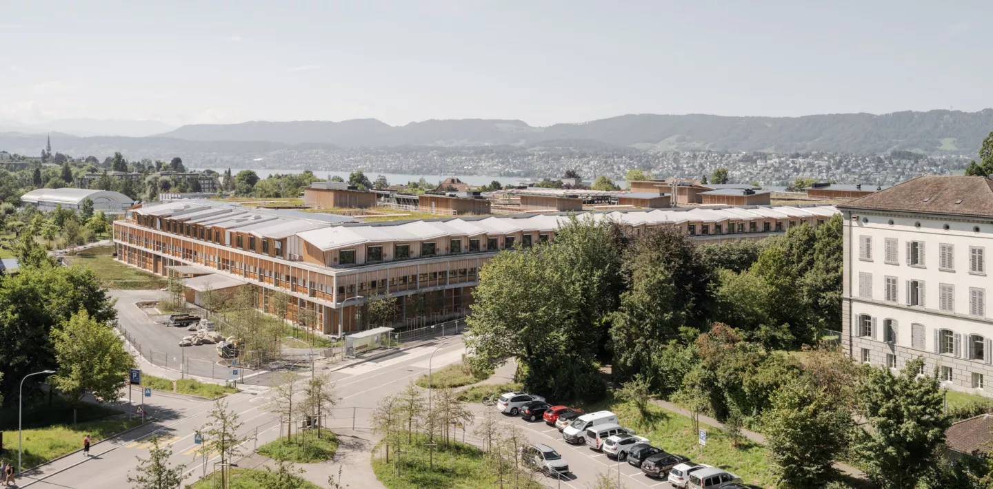 Luftaufnahme des Akutspitals des Kinderspitals Zürich
