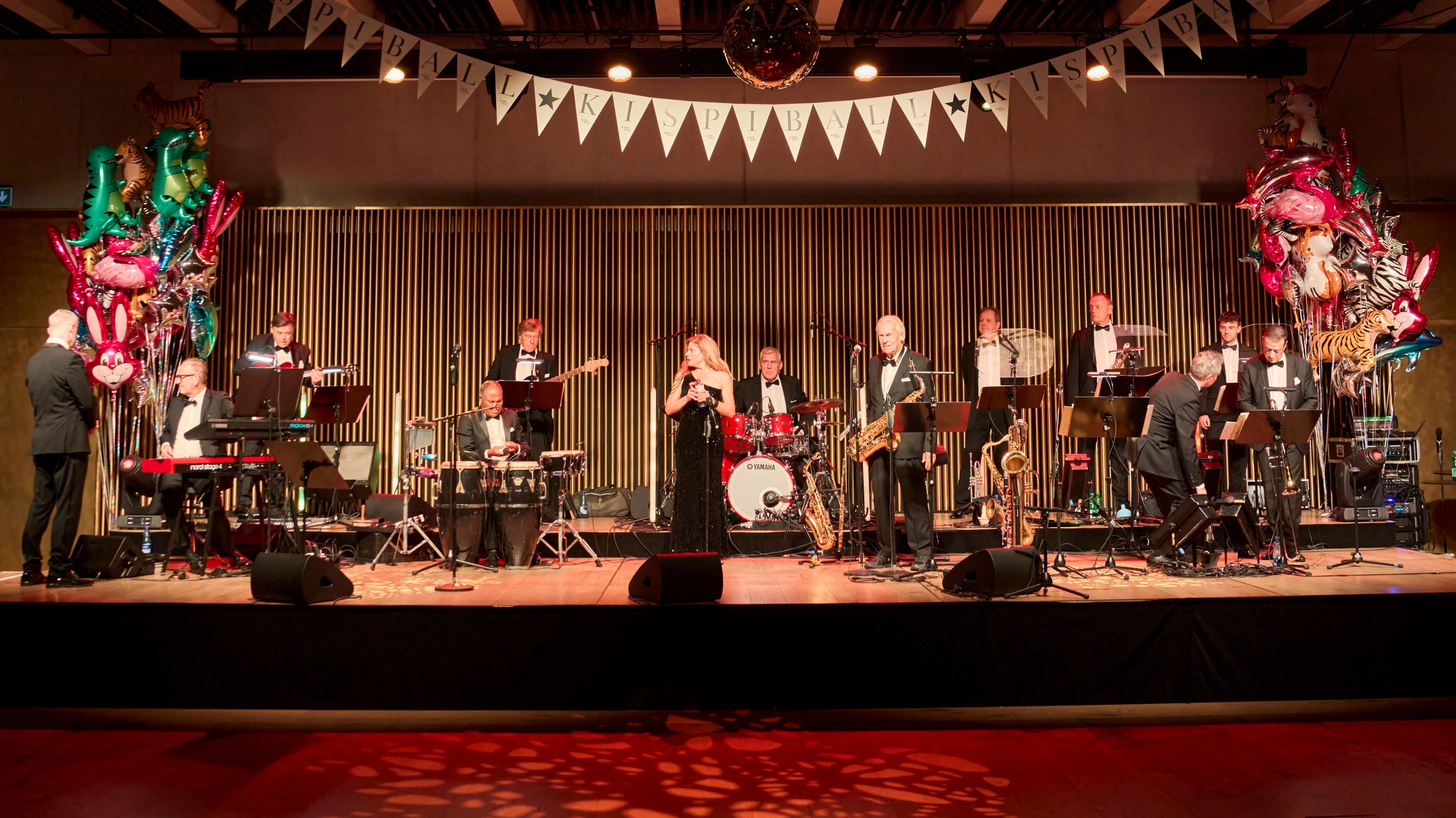Eine Band spielt auf der Bühne beim Kispiball206 im Kunsthaus Zürich.