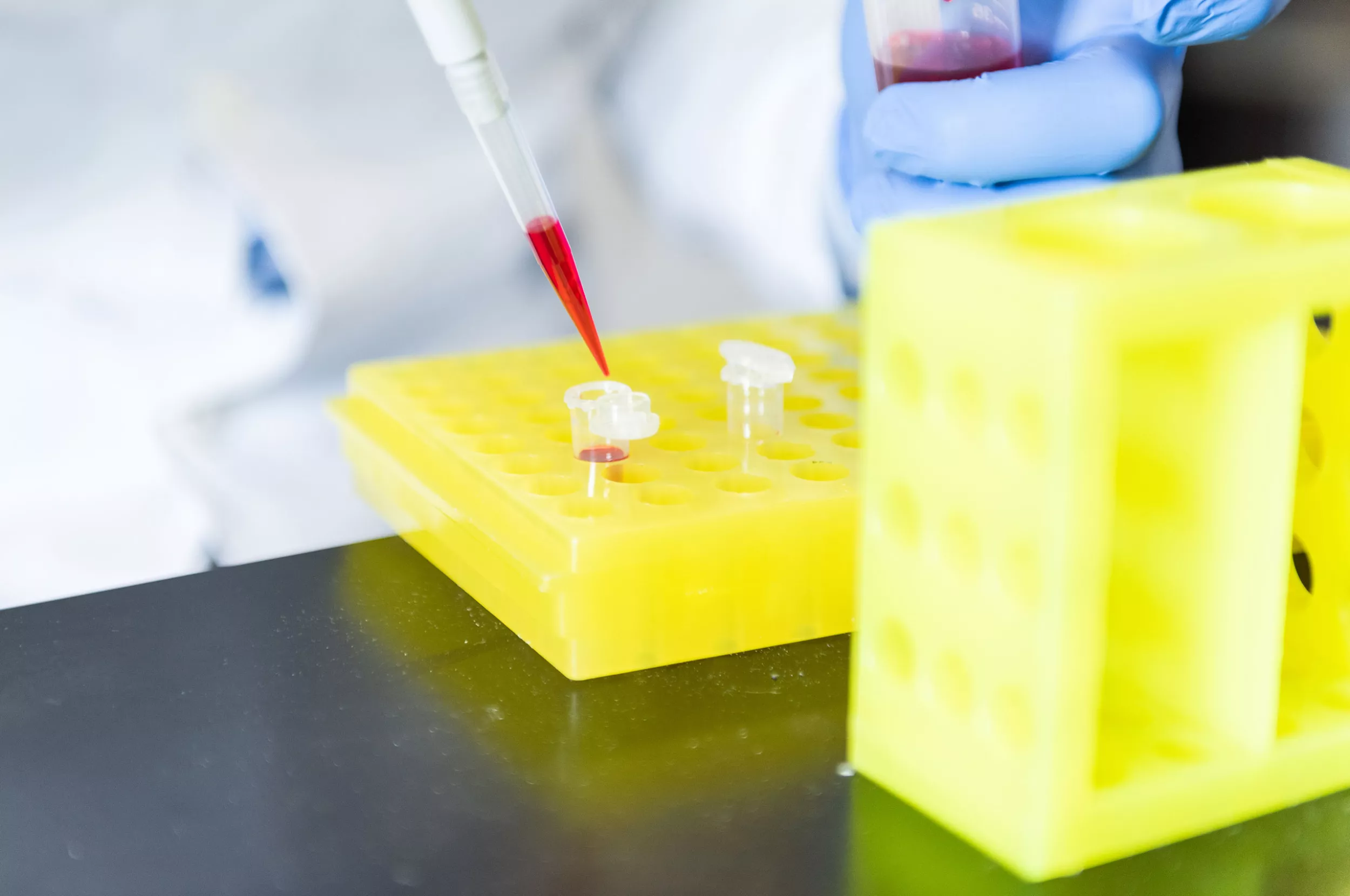 Eine Detailaufnahme von einer Pipette 