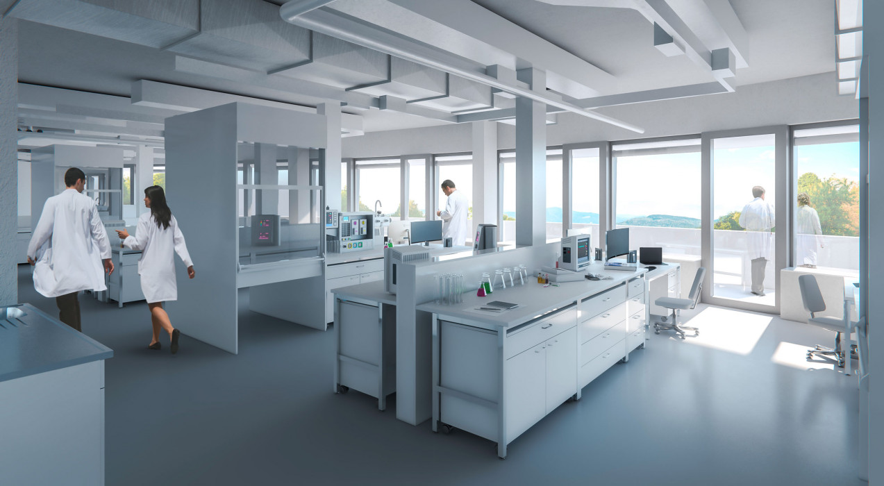 Neubau Visualisierung Gebäude für Forschung und Lehre Labor